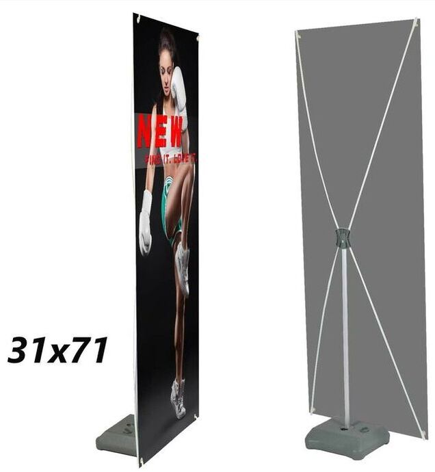 CUSTOM 31x71 Tripod X Banner Stand Trade Show Sign Display with Banner Printing 